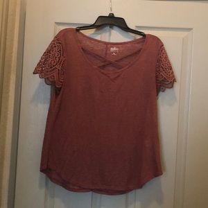 Mauve top with Lace Sleeves